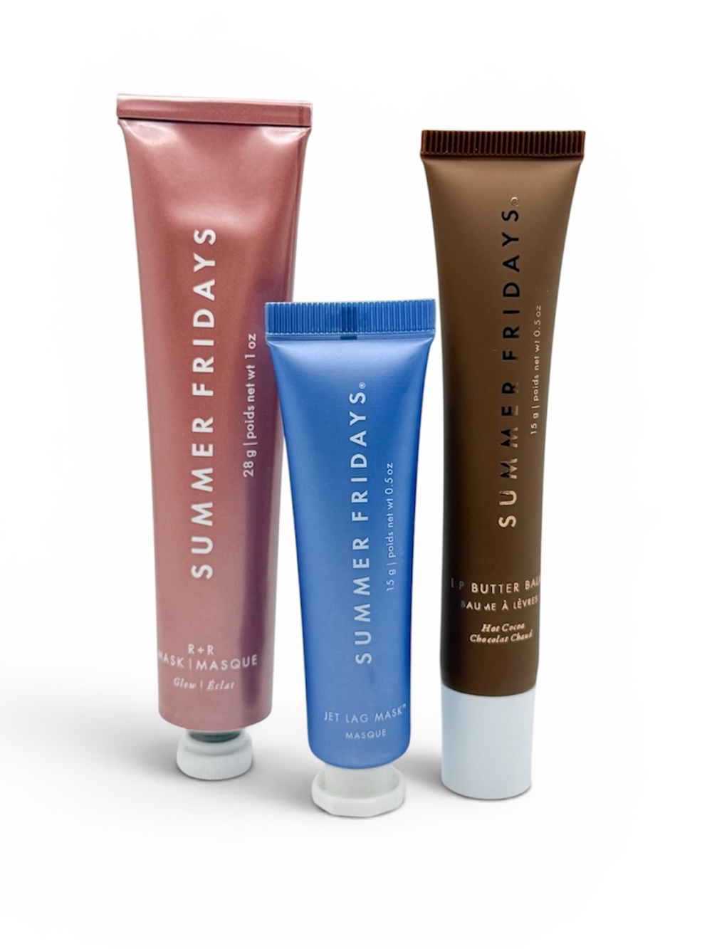 Summer Fridays Skincare Trio Jet Lag Mask R+R Mask Hot Cocoa Lip Balm NIB